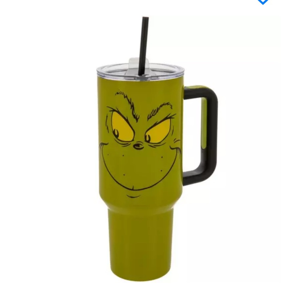 Green Grinch Travel Tumbler/Mug with Straw - 40 oz.